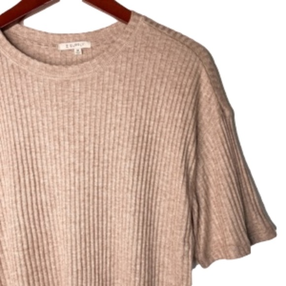 Z SUPPLY Ribbed Knit Pullover Tunic Sweater Size Medium in Heather Camel - Picture 2 of 12